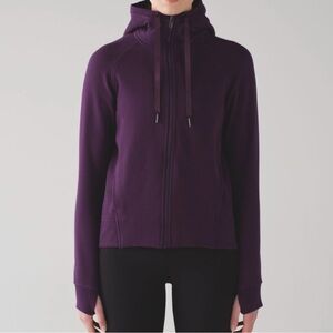 Lululemon Fleece Please Zip Up Hoodie Sweatshirt Size 6 Purple Full Zip